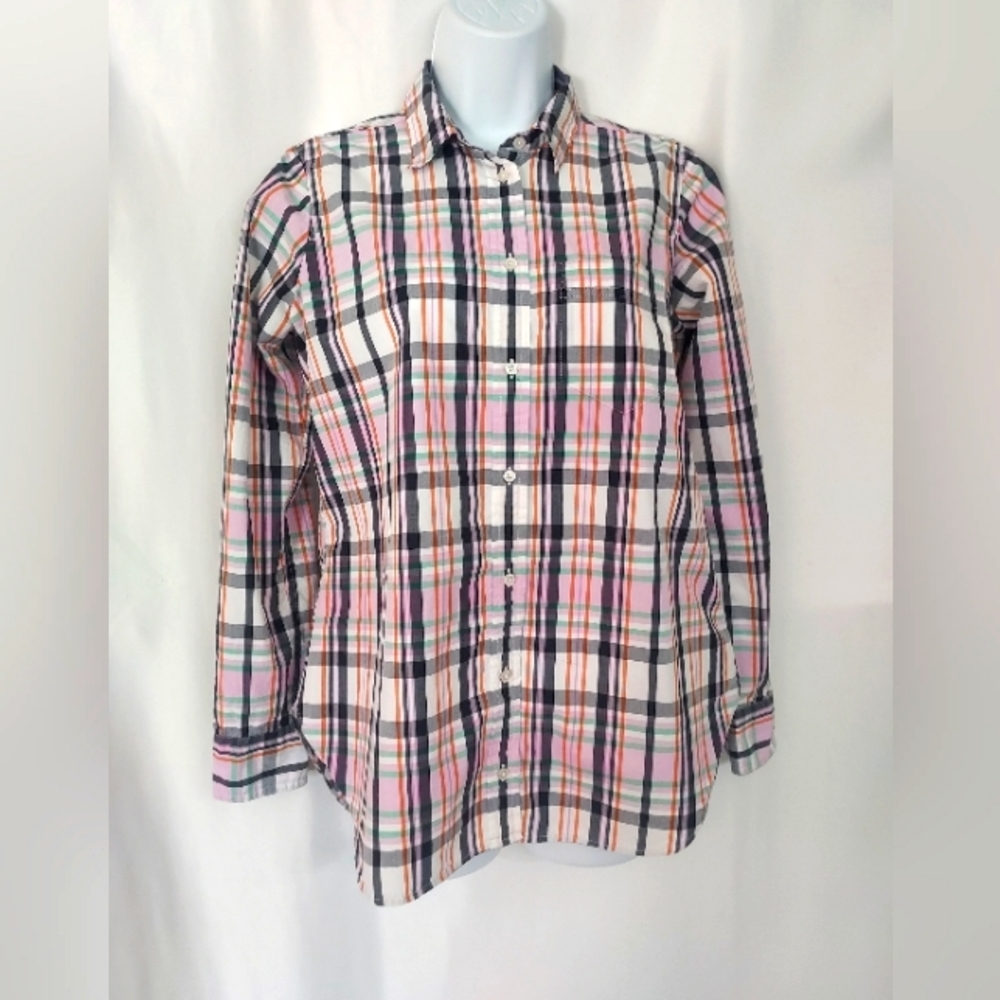 J.Crew Classic Pink Plaid button-down Shirt. Size 2